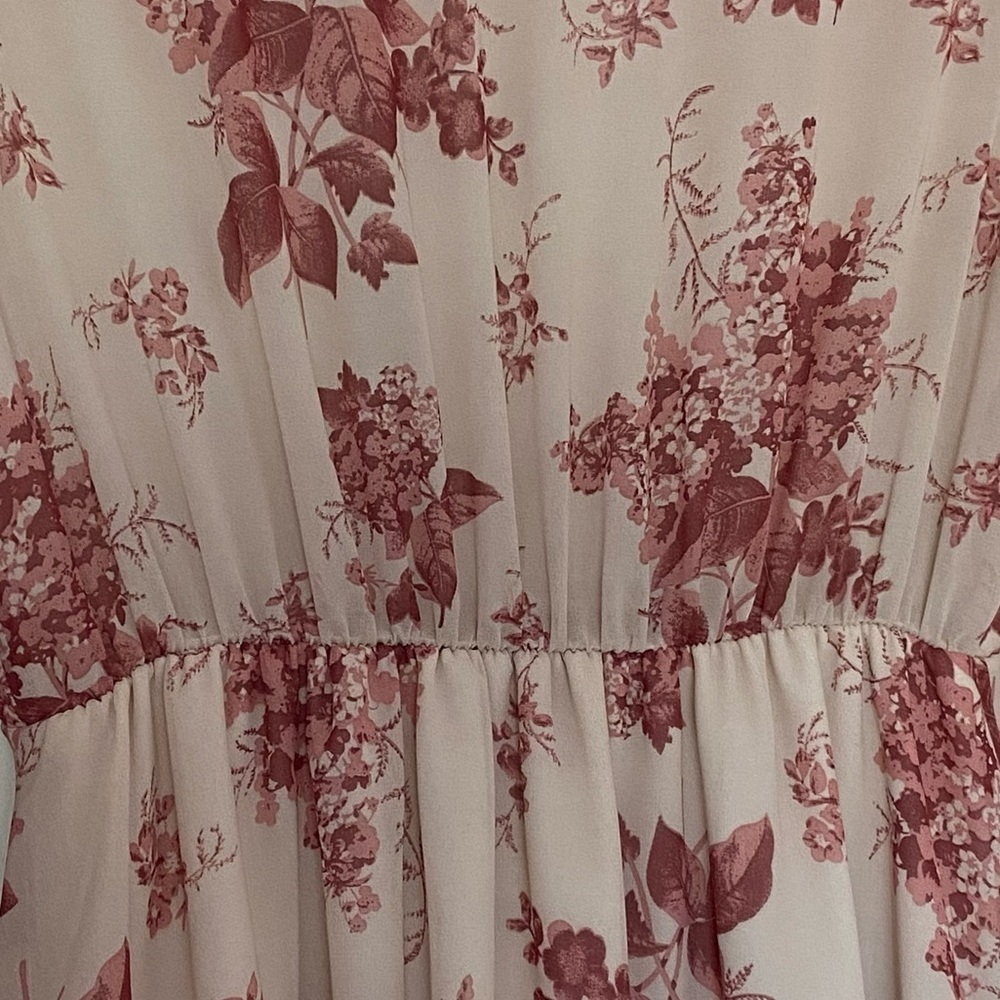 💕2 FOR $10 ☀️💕 Floral pattern ruffled pink and beige dress - Picture 6 of 14